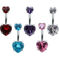 Gaby Hot Sale Double Heart Belly bar CZ 316L Surgical Steel Belly Ring Navel Button Ring Body Piercing Jewelry