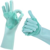 Magic Silicone Dishwashing Gloves Scrubber Cleaning for Kitchen,Bathroom,Household Pet Hair Care Car Washing Latex Free