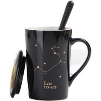 Custom Logo 400Ml Constellation Ceramic Coffee Mug With Lid Spoon Water Cup Gift Set