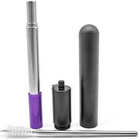 Reusable Stainless Steel Metal Collapsible Portable Foldable Telescopic Straw With Silicone Tips Cleaning Brush