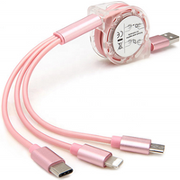 New Style Custom Logo Multi One Side Way Pull 3 In 1 Retractable Phone Charger Charging Usb Data Cable