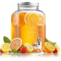 Retro style 1 gallon airtight Glass Beverage Dispenser Mason Jar with Leak Proof Spigot for drinks cold pressed juice wine
