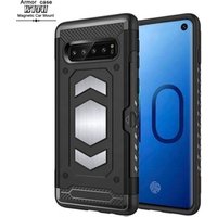 Saiboro magnetic car mount card solt back cover armor tpu pc mobile phone case for samsung galaxy s10