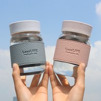 Leather Sleeve Anti-scalding Cups Cute Mini Glass Bottle with Tea Infused