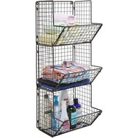 Black 3 tier 4 tier wrought metal iron wire 2 tier collapsible wall hanging fruit basket