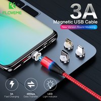 FLOVEME Free Shipping 3A 2M LED usb charger cable for iphone magnetic charging braided usb cable