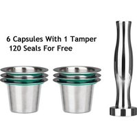 Stainless Steel Nespresso Reusable Coffee Capsule Refillable Cup Filter Coffee Maker Pod With 120 Seals