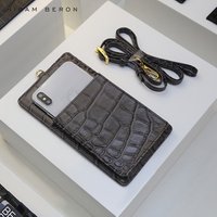 Hiram Beron crocodile pattern leather cell phone credit card holder popular style
