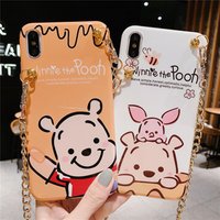 Cartoon Series Metal Chain Strap Case Shockproof TPU Back Cover Protective Mobile Phone for iPhone 6/6S/7/8 plus X/XS/XR/XS MAX