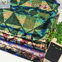 Tribal Geometric Unicorn Iridescent Sequin Lace Fabric