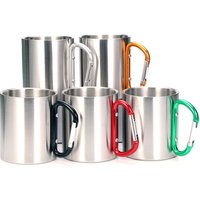 Z 557 Stainless Steel Double Wall Mugs Hiking Travel Cups Metal Mugs with Carabiner Handle