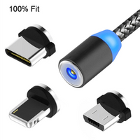 New Selling Products 2.4A 3 In 1 LED Magnetic Charging Cable Upgraded Nylon Braided Magnet Usb Charger Cable For iPhone