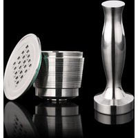 1 Capsule 1 Tamper Set Nespresso Refillable Capsule Reusable Coffee Filter Dripper Steel Nespresso Cafeteira Capsula Recargable
