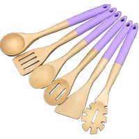 Eco-friendly 6-Piece Solid Beech & Silicone Kitchen Utensil Set