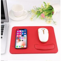 Hot sale PU Leather vniversal fast wireless charging mouse pad with Wrist Rest