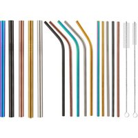 Wholesale drinking straws stainless steel with gold plated straws set