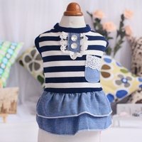 Factory direct spring and summer navy blue denim skirt luxury dog clothes