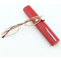 Cheap Metal Slim Frame Pen Reading Glasses with Tube Case