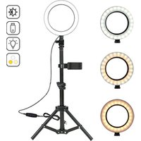 Desktop Height Adjusted 16cm LED Ring Light With Mobile Phone Holder