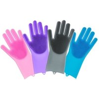 Hotsale Household Kitchen Heat Resistant Rubber DishWashing Cleaning Brush Silicone Scrubber Gloves