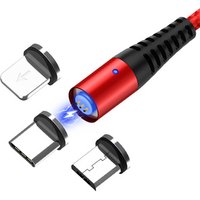 QC 3.0 3A 3 in1 Strong Magnet Magnetic Charging Transfer USB LED Fast Magnetic USB Charger Cable Data Line for iPhone
