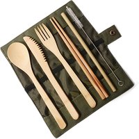 7Pcs/set Travel Portable ECO Friendly Reusable Natural Bamboo Flatware Cutlery Sets