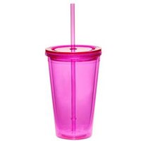 Acrylic Tumbler with Straw Double Wall Photo Insertable Cup 16 oz