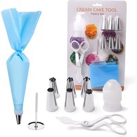 10 pcs Cake Decorating Piping Nozzle Kit Include Piping Bags nozzle converter Flower Lifter Flower Nails