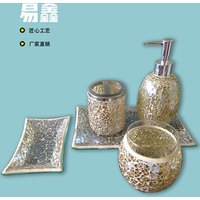 Glass Mosaic 5 Piece Bathroom Accessory Set