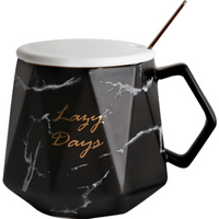 Diamond Coffee Cup Ceramic Lid Spoon