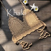 Handmade Cotton Knitted Crochet Bikini Swimsuit Top