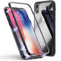 Shockproof Magnetic Adsorption Phone Case For iPhone X Xs Max 8 Plus Metal Magnet Case Cover Tempered Glass