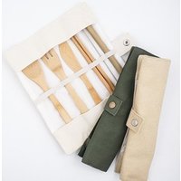 Reusable Bamboo Cutlery Set Pouch