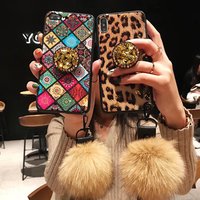 Fur ball phone cover Crystal fur phone cases for iphone xs, xs max, xr, for sumsung s10 plus for huawei p30 pro