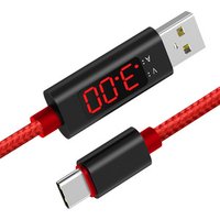 Braided Voltage Curent 3A Fast Charging type C USB Cable with LCD Display for smart phone