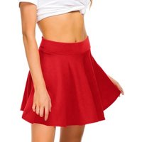 Women Skirts Basic Versatile Stretchy Flared Pleated Knitted Casual Mini Skater Skirt