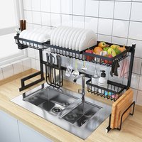Multifunction Spice Rack Metal Drying Rack Wired Dish Tools Bucket Kitchen Organization