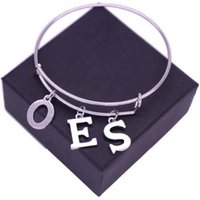 Zinc alloy sorority fraternity expandable bangles oes letter order of the eastern star adjustable bracelet