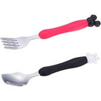2pcs/set Creative Portable Mickey Mouse Cutlery Fork Spoon Stainless Steel Children Tableware Baby Cutlery Set