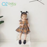 Q2-baby Wholesale Lovely Plaid Style Baby Girl Summer Sleeveless Dresses