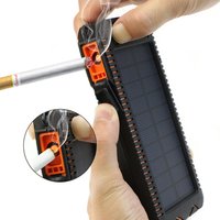 Solar Power Bank 300000 External Battery with Cigarette Lighter and LED Flashlight Dual USB Output