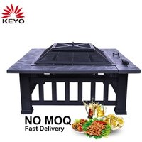 2019 Hot Selling Multi-function Black Square Large Outdoor Garden Patio Iron Steel Metal Wood Burning Fire Pit