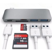 Customized Logo USB C 3.1 Hub 5 in 1 Multiport USB Dongle 3.0 Type A Port Micro SD Memory Card Reader Adapter for MacBook
