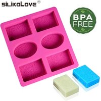 DIY Silicone 3D 6 Forms Oval Rectangle Soap Mould Handmade Craft Flowers Bathroom Kitchen Soap Mold