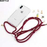 Newest Design Transparent Soft TPU Crossbody Key Chain Necklace Phone Case With Neck Strap For iPhone X Xr Xs Max Cases