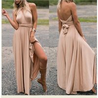 Round Neck Slim Waist Maxi Party Dress