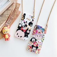 Cartoon Series Necklace Strap Shockproof TPU Back Cover Protective Mobile Phone for for iPhone 6/6S/7/8 plus X/XS/XR/XS MAX