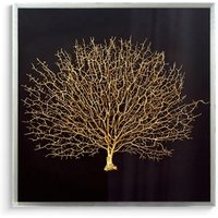 Handmade Coral Wall Decor in Golden Shadow Box