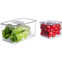 Top Clear Fridge Organiser Food Storage Bin Draining Rack