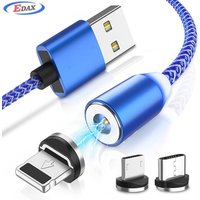 3 in 1 Mobile Phone Charger Cable ( 1 Cable and 3 Connectors ) EDAX Cell Phone Charging Magnetic USB Cable